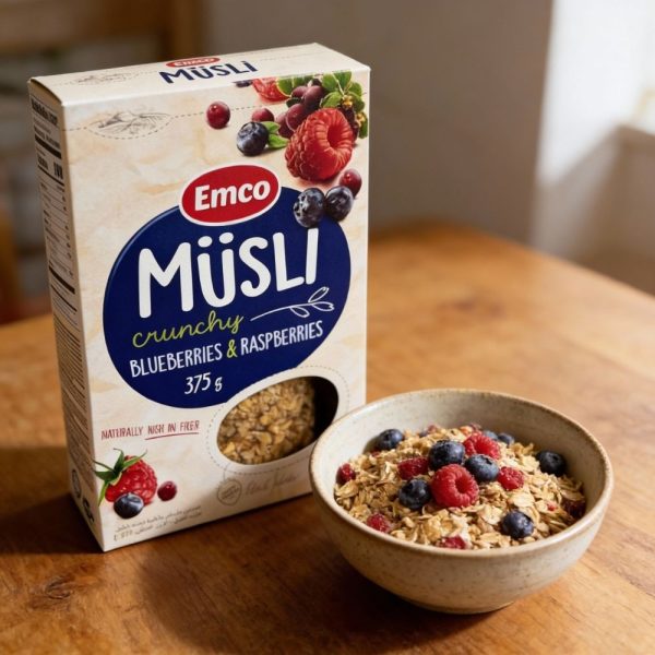 Céréales muesli bleuets et framboises