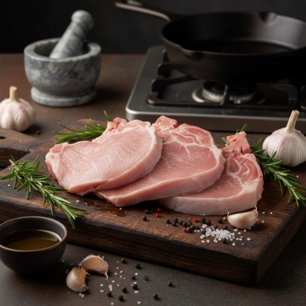Côtelettes de porc de centre avec os