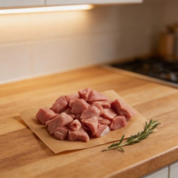 Cubes de porc crus