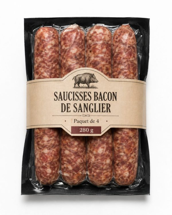 Saucisses bacon de sanglier